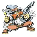 yosemite Sam holding a revolver tattoo design idea
