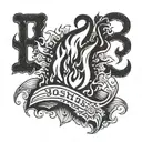 Name B. Joshua with a little fire tattoo design idea