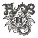 Name B. Joshua with a little fire tattoo design idea