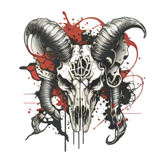 ram skull tattoo design idea