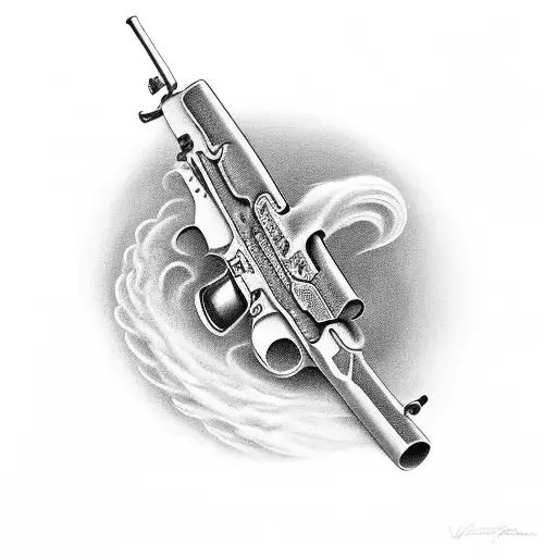 pistol with wheat coming out of the barrell tattoo design idea