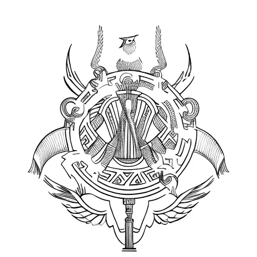greek banner Hermes inspired details tattoo design idea