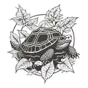 snapping turtle surrounded by leaves  tattoo design idea