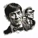 Create a design where characters like Tony Montana, Tommy Shelby, Homer Simpson, Rick Sanches meet. tattoo design idea