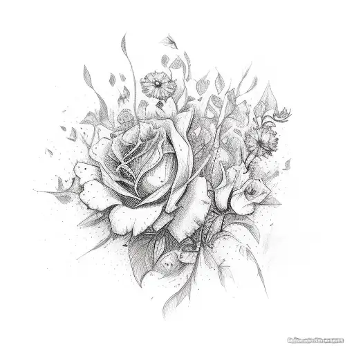 the word blessed in vibrant colors with flowers around it tattoo design idea