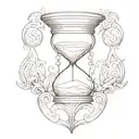 ornate hour glass with sand tattoo design idea