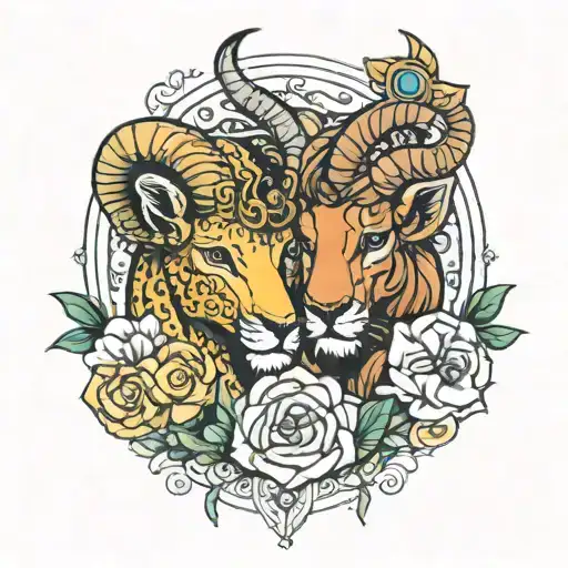 Leo and  aries relationship  tattoo design idea