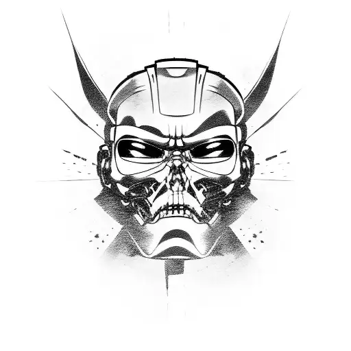 cool terminator samurai tattoo design idea
