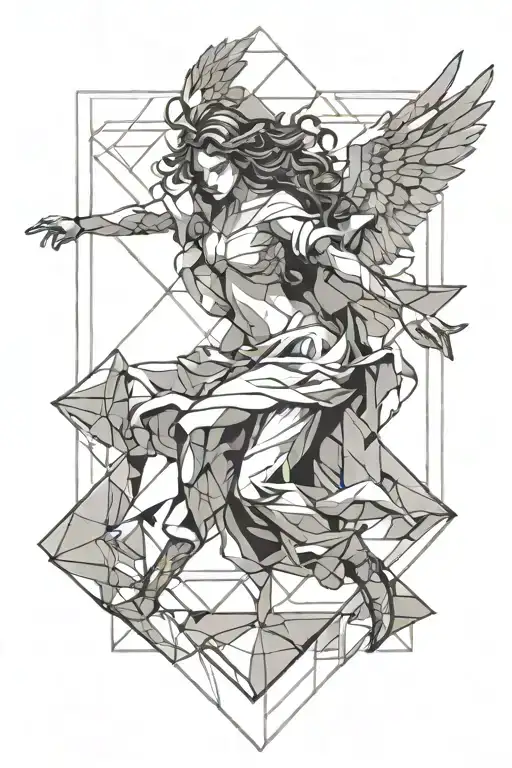 female falling angel falling tattoo design idea