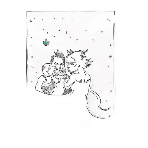 a mother and her two sons tattoo design idea