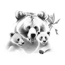 papa bear with 3 cubs tattoo design idea