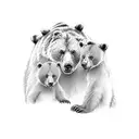 papa bear with 3 cubs tattoo design idea