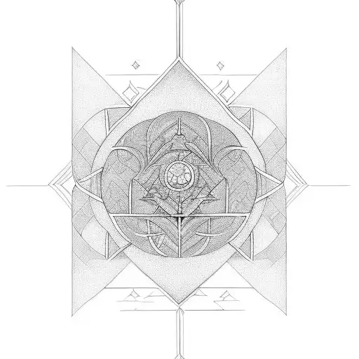 Incorporate the Elvish language script into a geometric pattern inspired by LOTR tattoo design idea