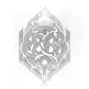 Incorporate the Elvish language script into a geometric pattern inspired by LOTR tattoo design idea