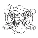 A creative tattoo design of a skateboard with surfboard fins to represent your love for both sports tattoo design idea