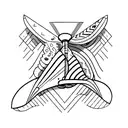 A creative tattoo design of a skateboard with surfboard fins to represent your love for both sports tattoo design idea