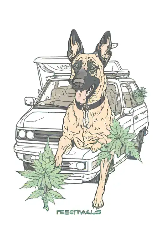 Festvals. Traveling by car. Friends. Belgian malinois. Music. Cannabis. Nurse tattoo design idea