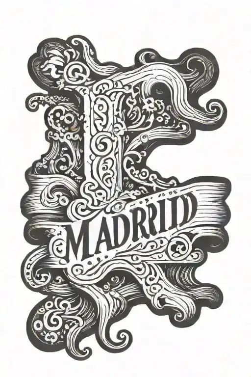 an open flour sack with Madrid written in the middle tattoo design idea