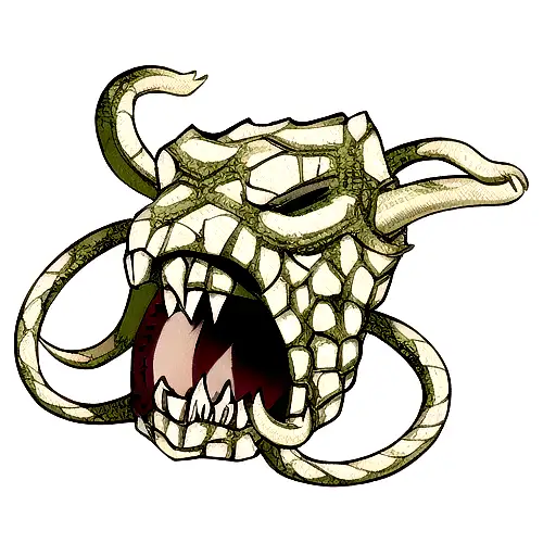 dragon skull with snakes tattoo design idea