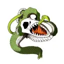dragon skull with snakes tattoo design idea