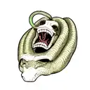 dragon skull with snakes around it in a pit tattoo design idea