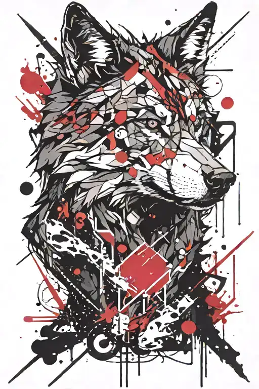 anime style wolf tattoo design idea