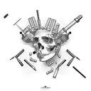  drugs , women, techno party,  alcohol ,guns,money tattoo design idea