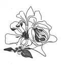 Columbine flower and Bluebonnet and Bitterroot flower bouquet  tattoo design idea