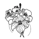 Columbine flower and Bluebonnet and Bitterroot flower bouquet  tattoo design idea