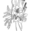 Columbine flower and Bluebonnet and Bitterroot flower bouquet  tattoo design idea