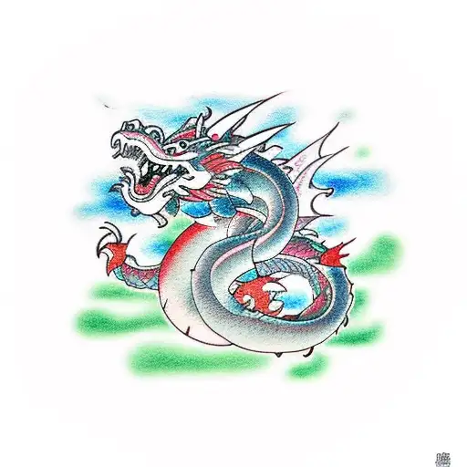 A traditional Japanese-style tattoo of a dragon with elements from Studio Ghibli movies incorporated tattoo design idea