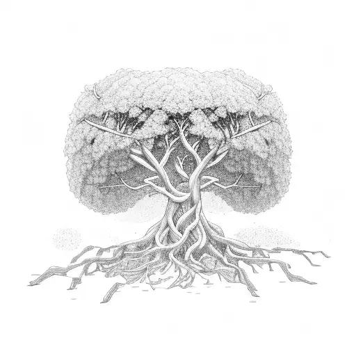 A shelter made of intertwined branches, symbolizing the protective nature of family tattoo design idea