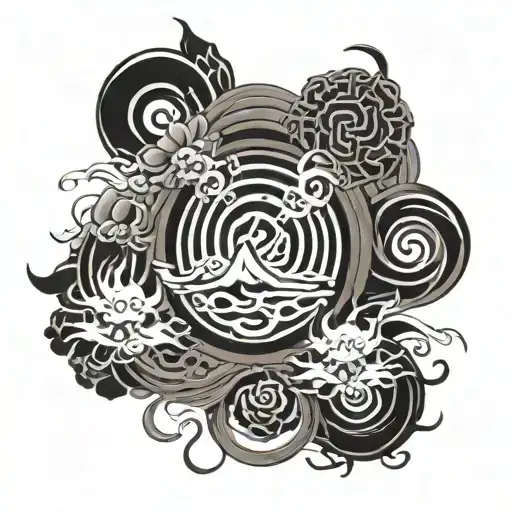 Arcane symbols intertwined tattoo design idea