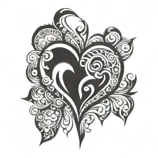 tribal heart shape tattoo design idea