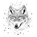 A dotwork wolf howling at a stormy sky filled with thunderbolts tattoo design idea