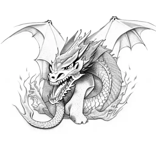 dragon and girl pain revenge broken  tattoo design idea