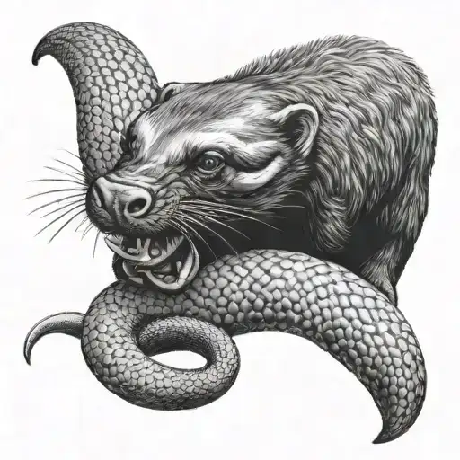honey badger eat snake wrapped tattoo design idea
