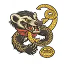 honey badger eat snake wrapped tattoo design idea