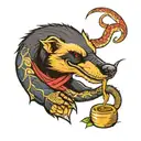 honey badger eat snake wrapped tattoo design idea