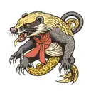 honey badger eat snake wrapped tattoo design idea