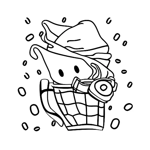 beanie wearing sheet ghost holding coffee mug tattoo design idea