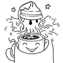 sheet ghost with beanie and coffee tattoo design idea