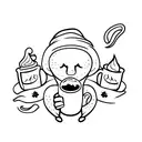 sheet ghost with beanie and coffee tattoo design idea