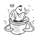 sheet ghost with beanie and coffee tattoo design idea