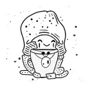 sheet ghost with beanie and coffee tattoo design idea