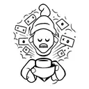 sheet ghost wearing beanie and holding coffee tattoo design idea