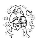 sheet ghost wearing beanie and holding coffee tattoo design idea