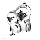 two bearded penguins  tattoo design idea