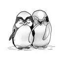 two penguins with beards  tattoo design idea