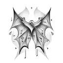 Bat wings morphing into musical notes, representing a love for music and gothic aesthetics tattoo design idea